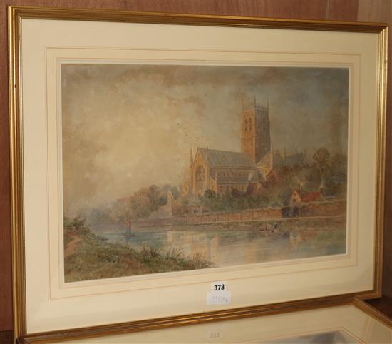 Alfred Parkman, watercolour, view of Worcester Cathedral, signed and dated 1909, 38 x 61cm